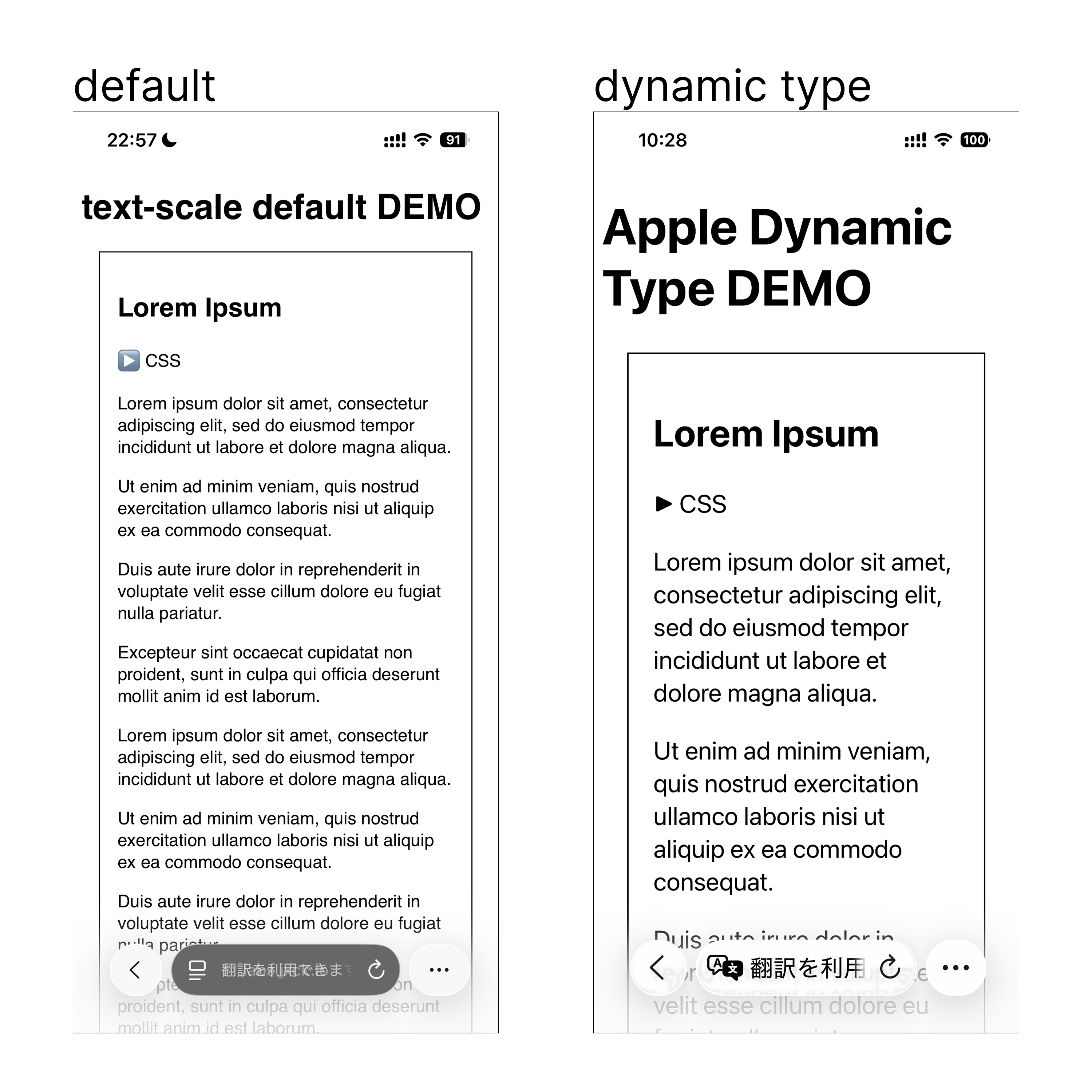 Dynamic Type を指定することで、拡大率を反映できる